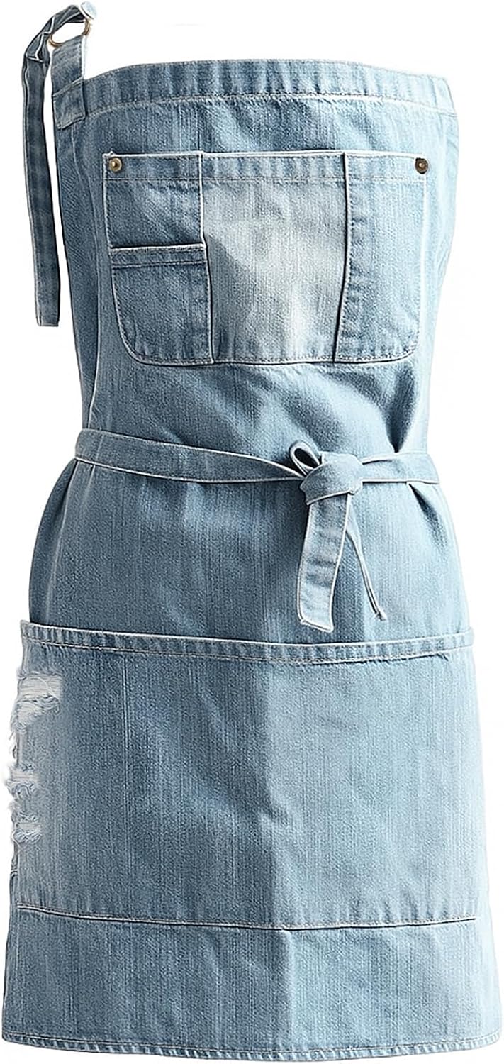 Delantal Denim 5 Bolsillos para Cocina Cafetería