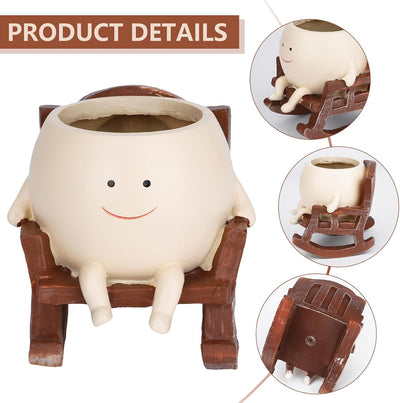 Silla balancín con maceta flores sonrientes drenaje