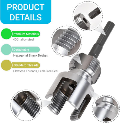 Kit enhebrador tubo PVC 2 pzas para roscado interno externo
