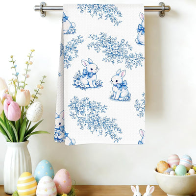 Toallas de cocina de conejito chinoiserie de Pascua y primavera