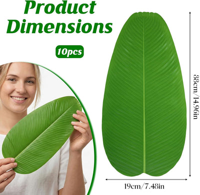 10 Pzas Hojas Plátano Manteles Individuales 14.96x7.48pulg