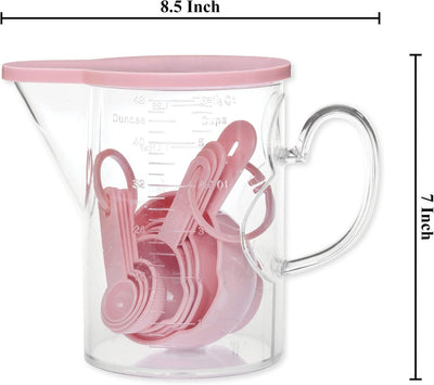 Set 10 Tazas y Cucharas Medidoras Plástico Rosa Sin BPA