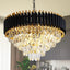 Candelabro moderno dorado y negro 5 niveles 24pulg 12 luces