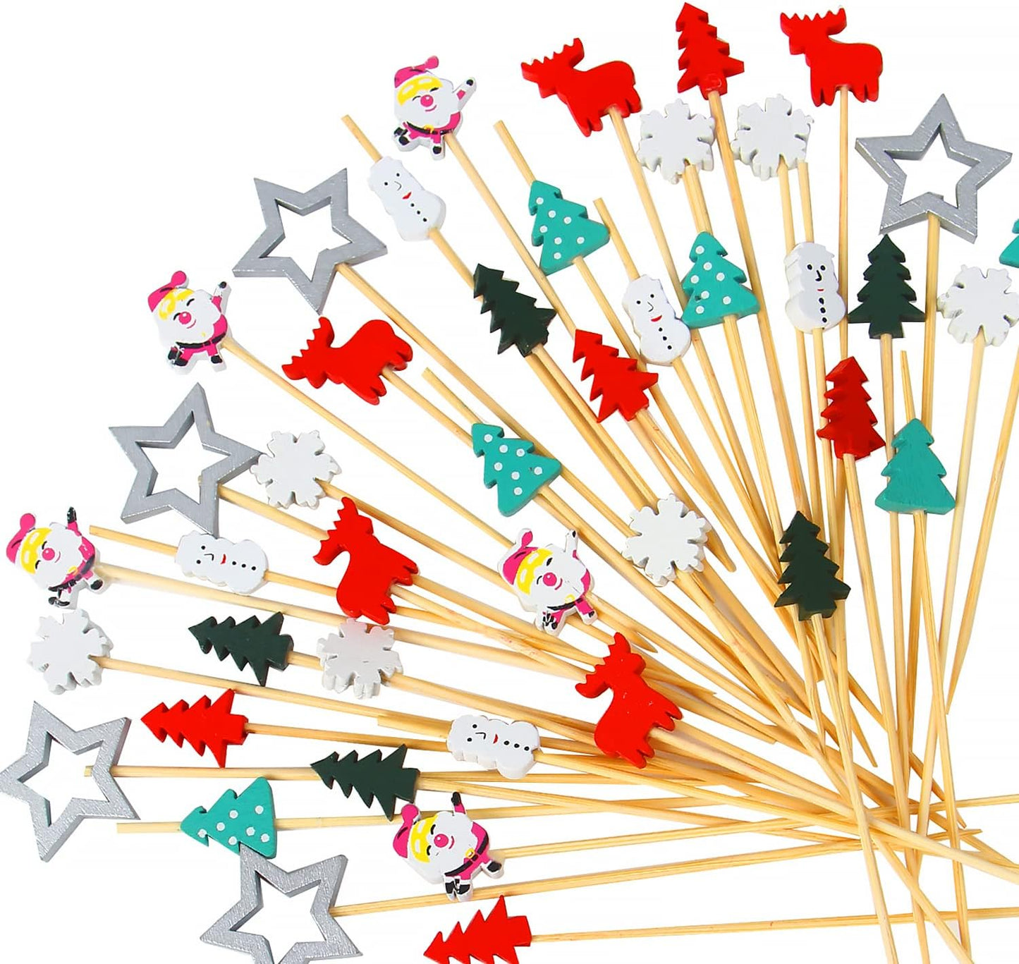 160 Pzas Palillos Navidad Bambú Árbol Copo Nieve