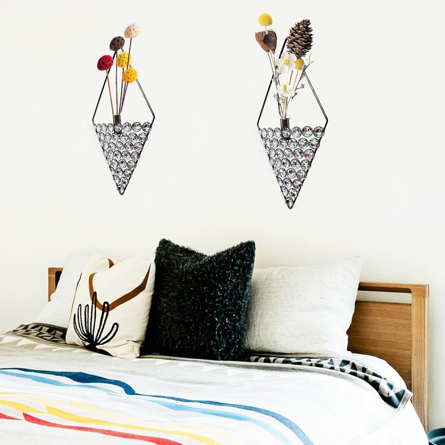 2 Macetas Colgantes Bohemias Pared Metal Decoración Moderna