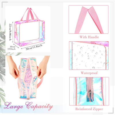 Neceser transparente con asa para maquillaje playa