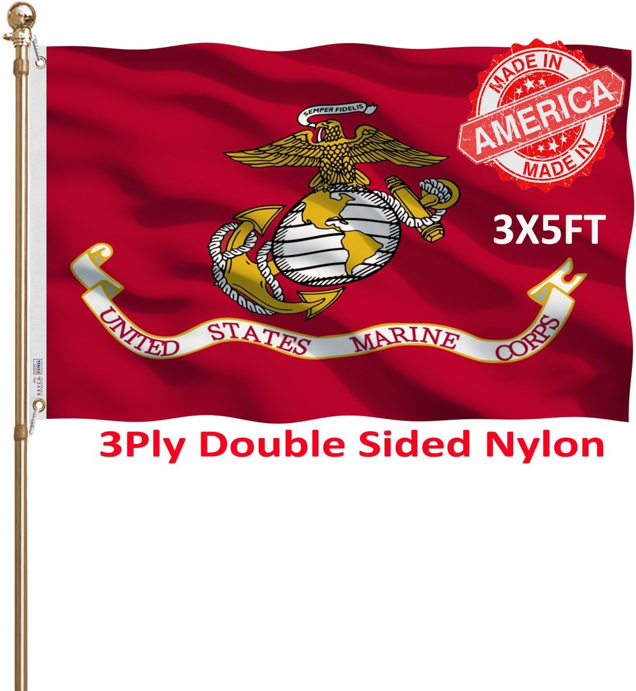 Banderas USMC 3x5ft para exteriores doble cara nailon