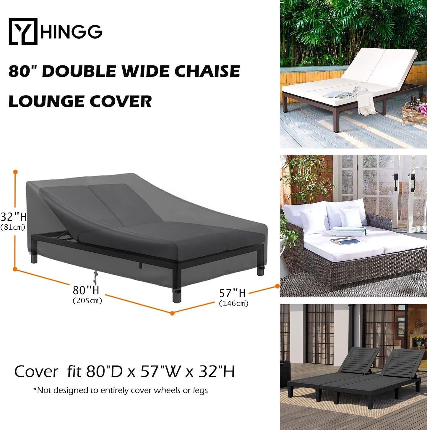 Funda tumbona patio 82pulg impermeable 81x57x32pulg