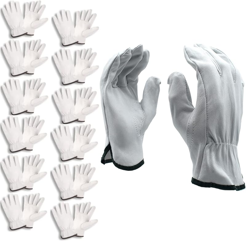 Guantes piel cabra grano premium talla M 12 pzas marrón