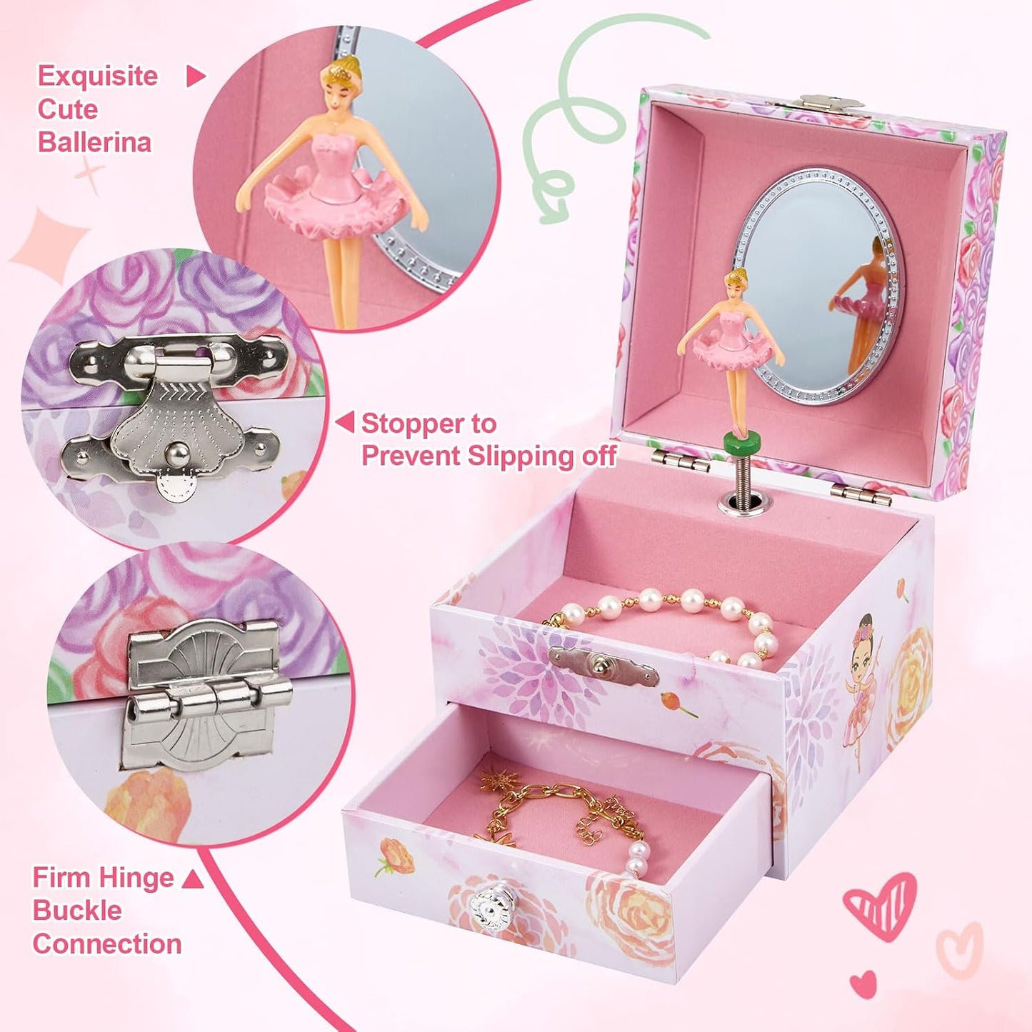 Joyero musical bailarina giratoria para niñas 3-12 años