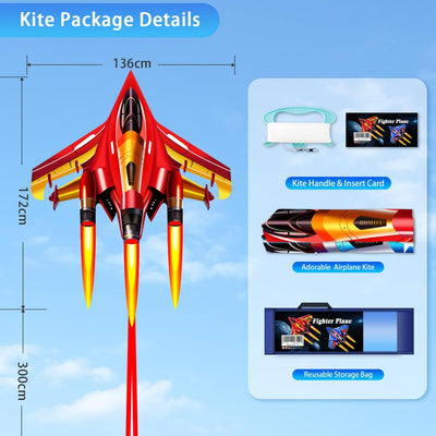 Cometa Avión Grande Fácil de Volar para Niños 4-12 años