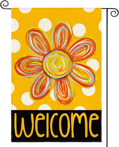 Bandera jardín floral 12x18pulg doble cara bienvenida
