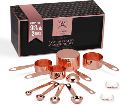 Set 9 Copas y Cucharas Medidoras Acero Inox