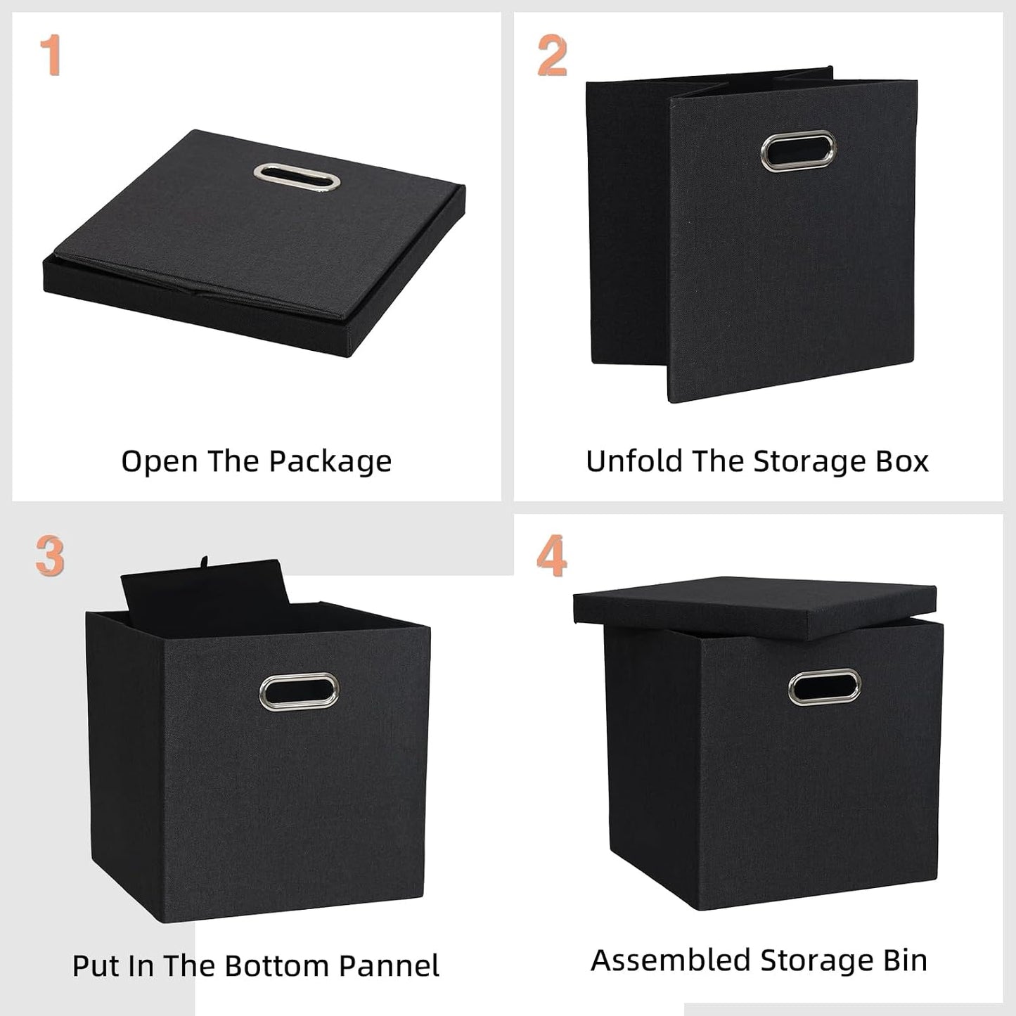 Caja plegable lino con tapa para almacenar en armario