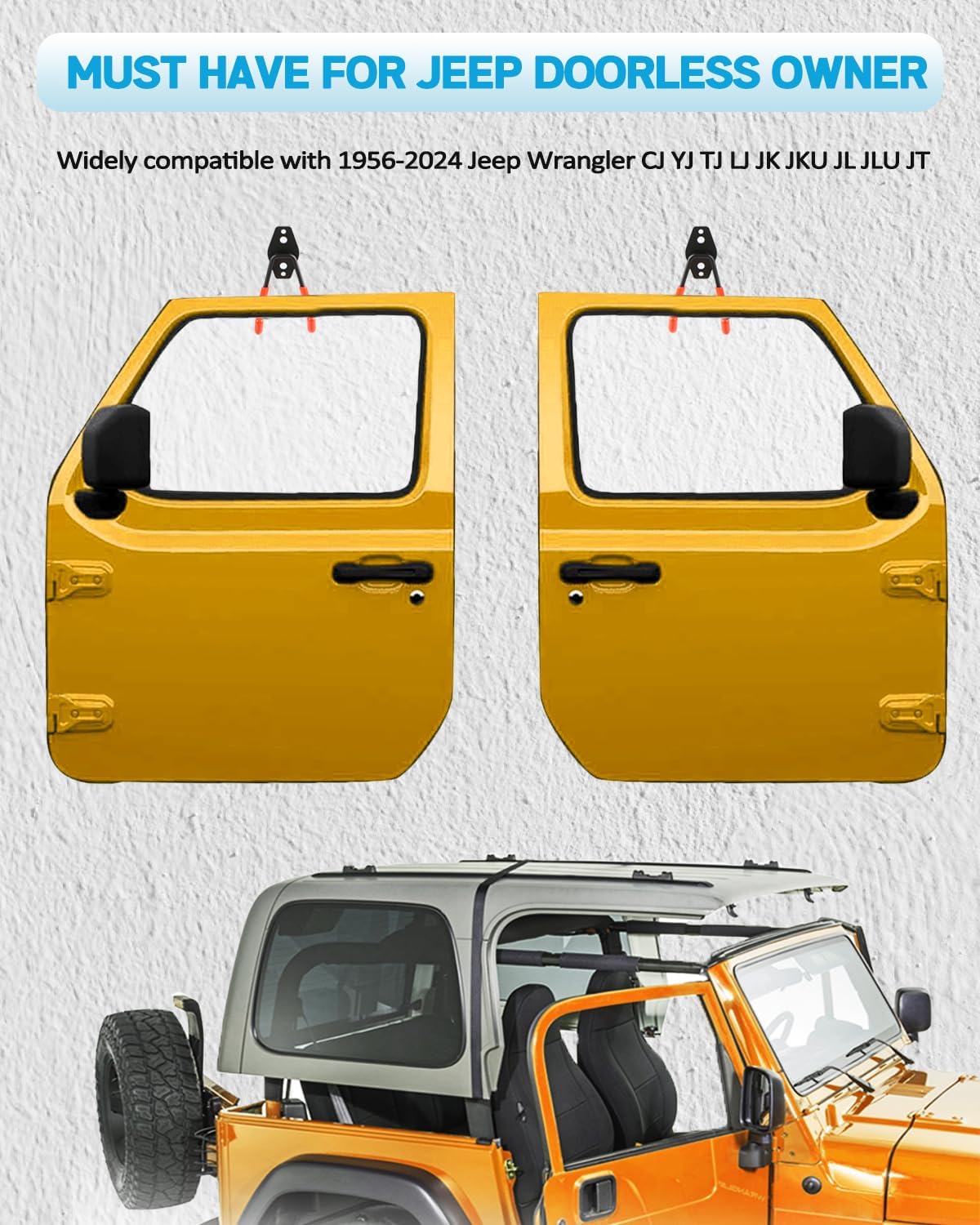 4 Ganchos pared comp Jeep Wrangler 1956-2025