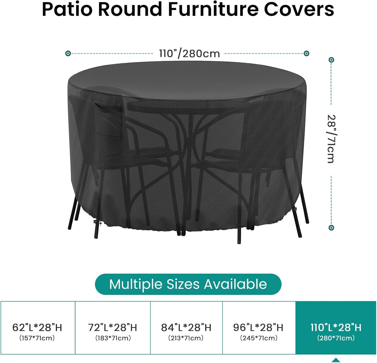 Funda redonda para muebles patio impermeable resistente