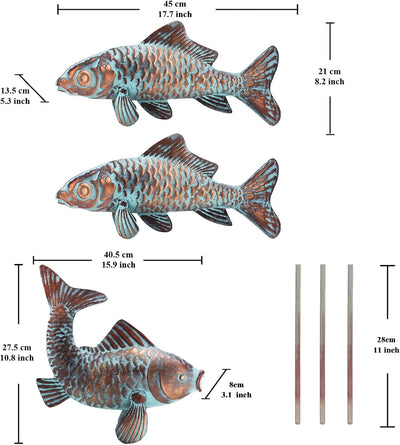 Estatuas peces Koi metal decoración jardín patio set 3