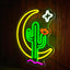 Letrero neón cactus luna LED regulable