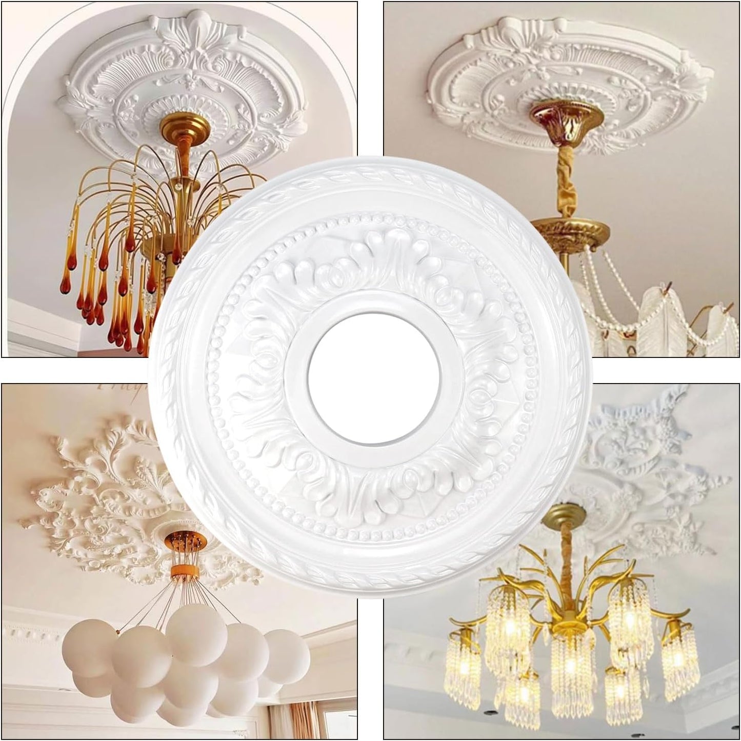 Medallón techo candelabro 12.2pulg blanco