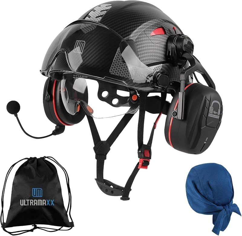 Casco seguridad con visor y protectores auditivos ANSI Z89.1