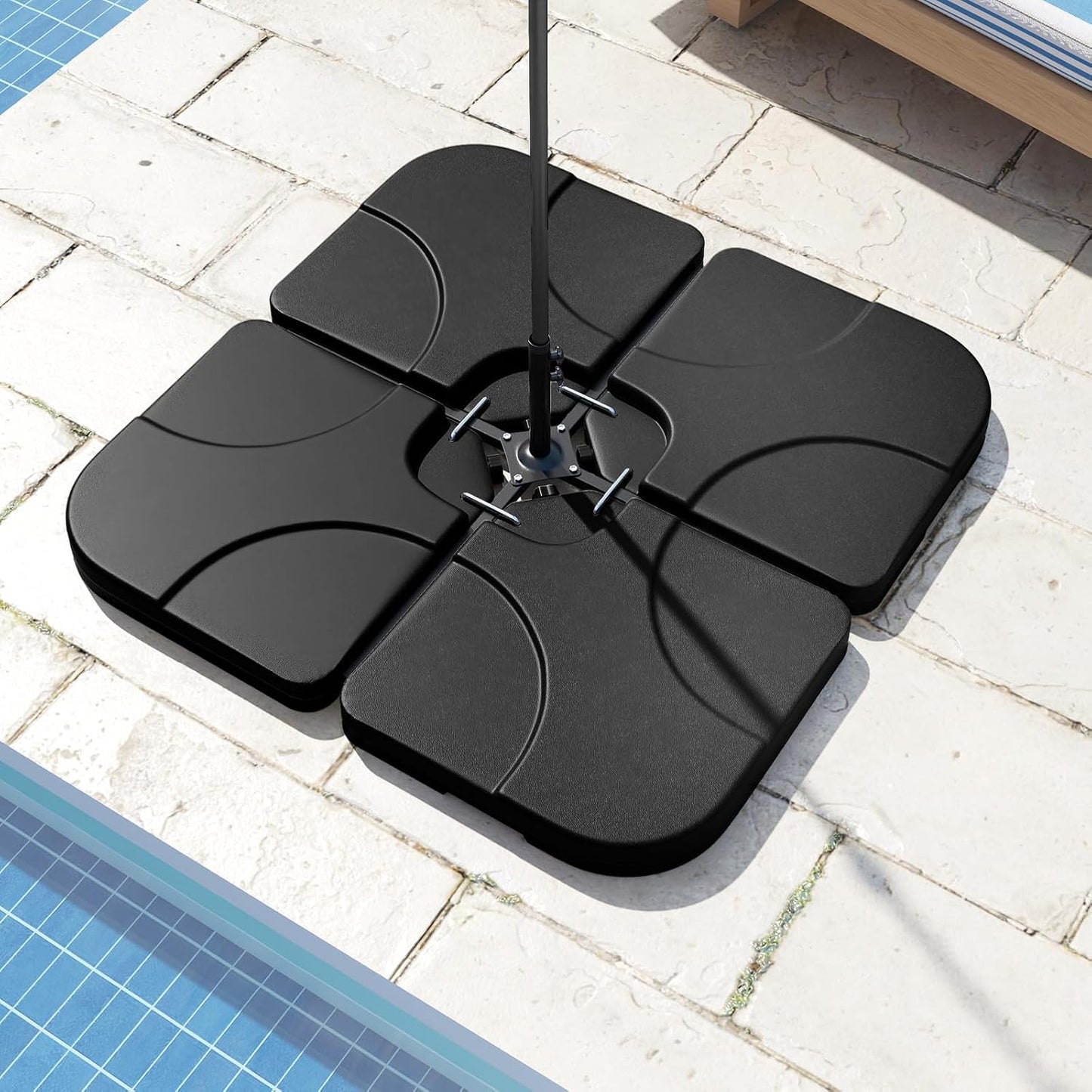 Set 4 bases paraguas soporte voladizo negro