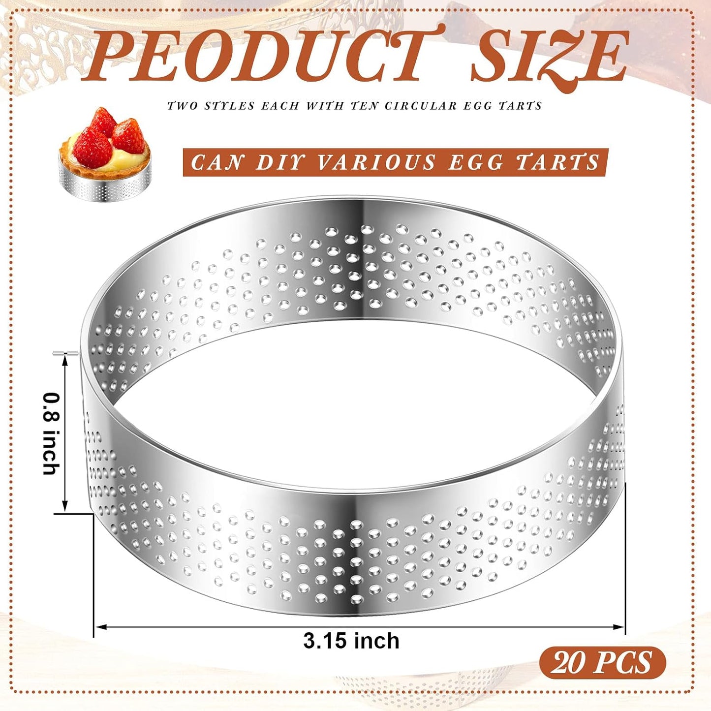Anillos tarta acero inox antiadherente 3.15pulg