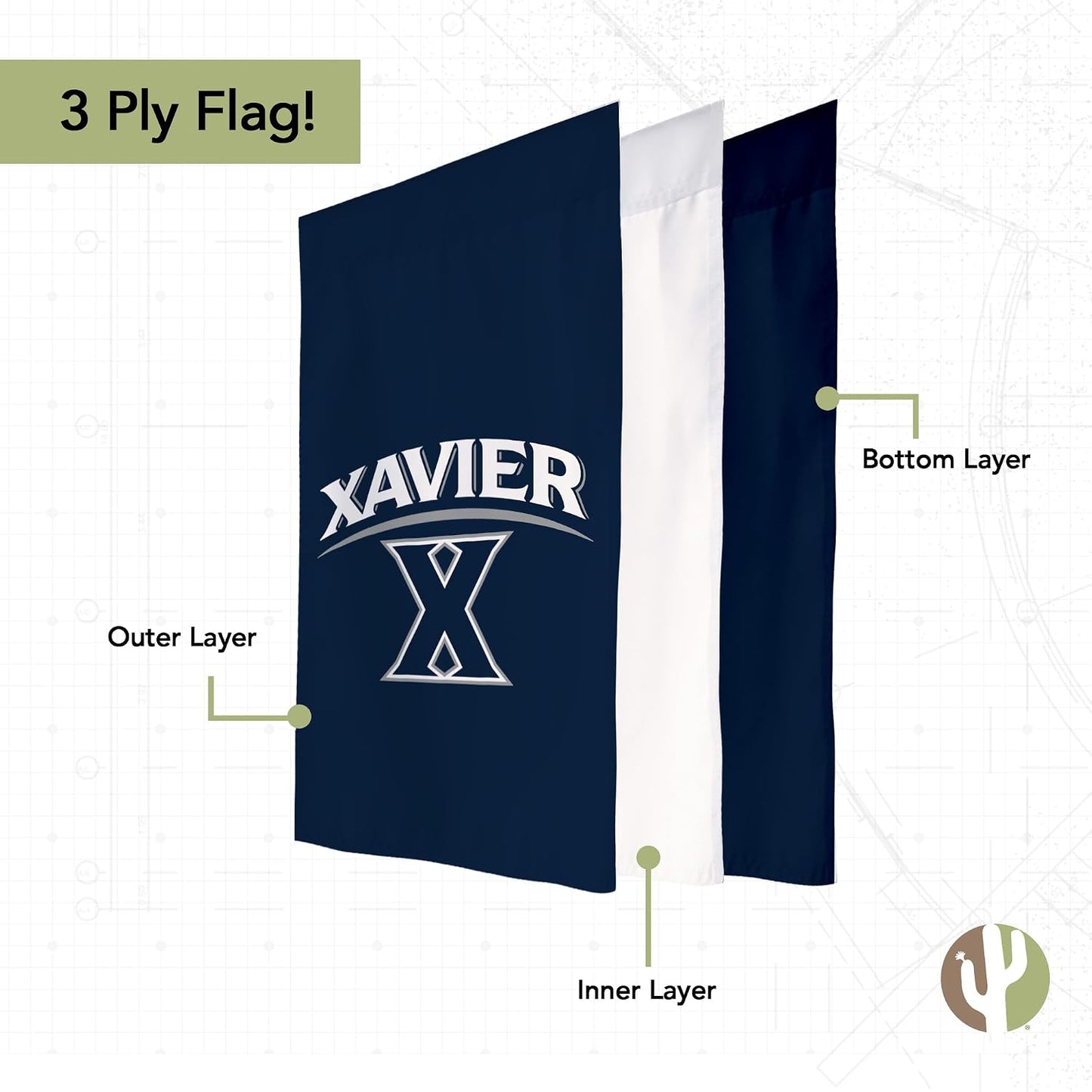 Bandera jardín Xavier 19x12" diseño 2 pancarta mosqueteros