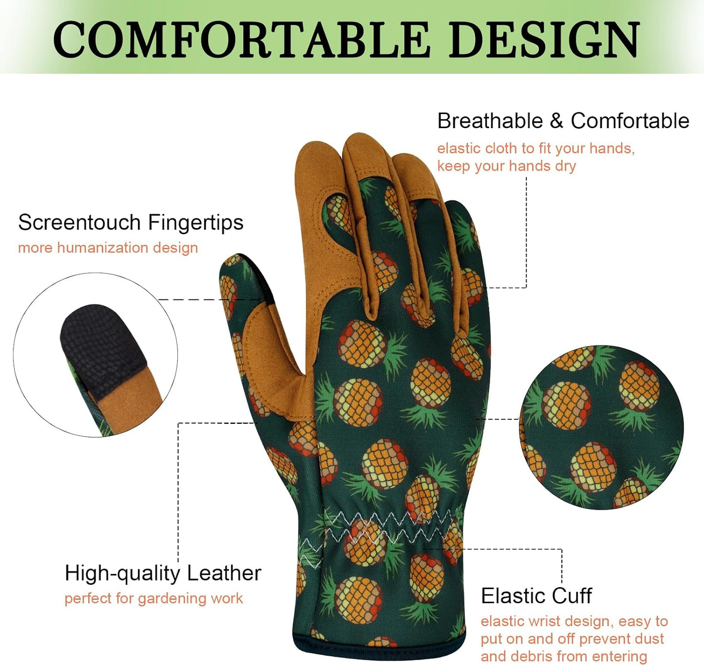 Guantes jardinería cuero mujer a prueba espinas tactil