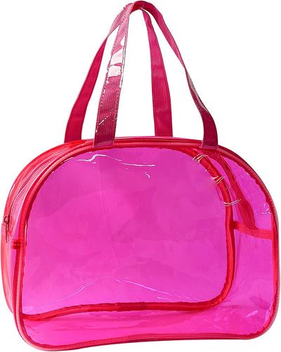 Bolsa cosméticos transparente PVC 13.78x4.72x10.24pulg rosa sólido