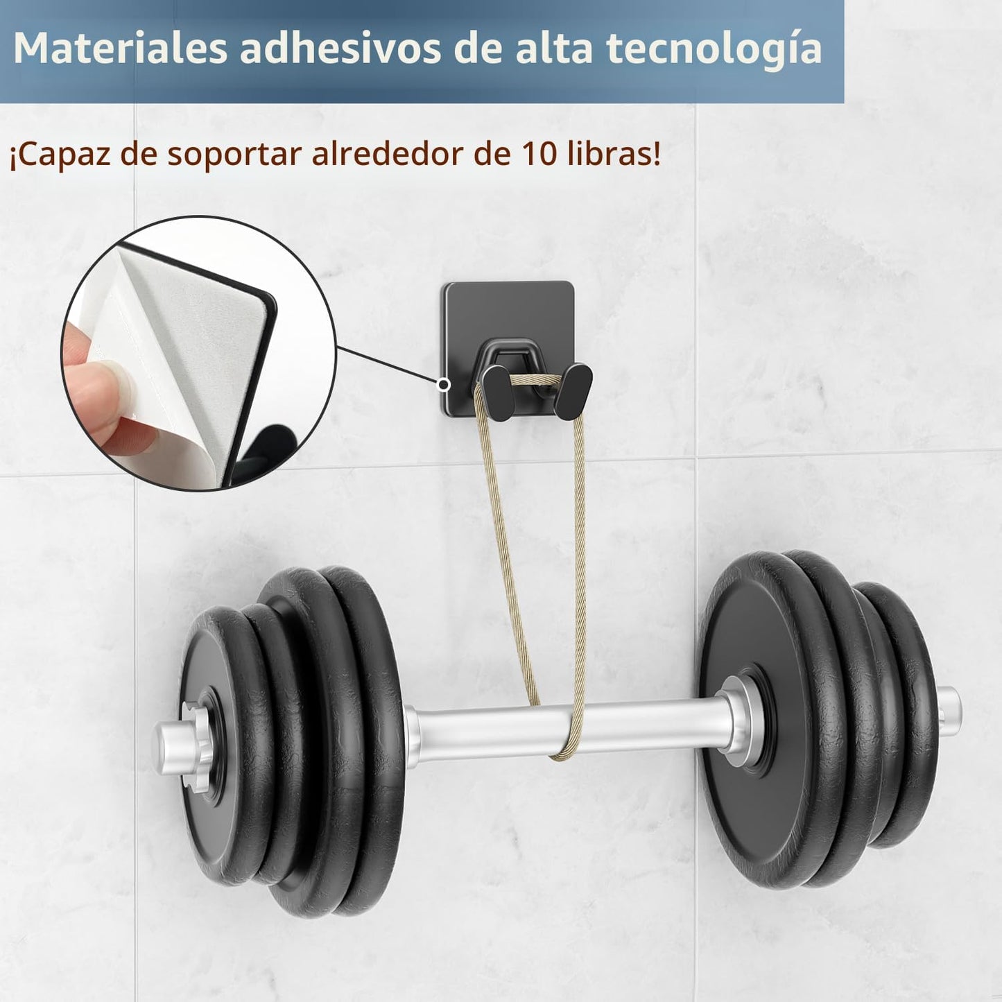 Ganchos adhesivos ducha acero inox dobles para pared