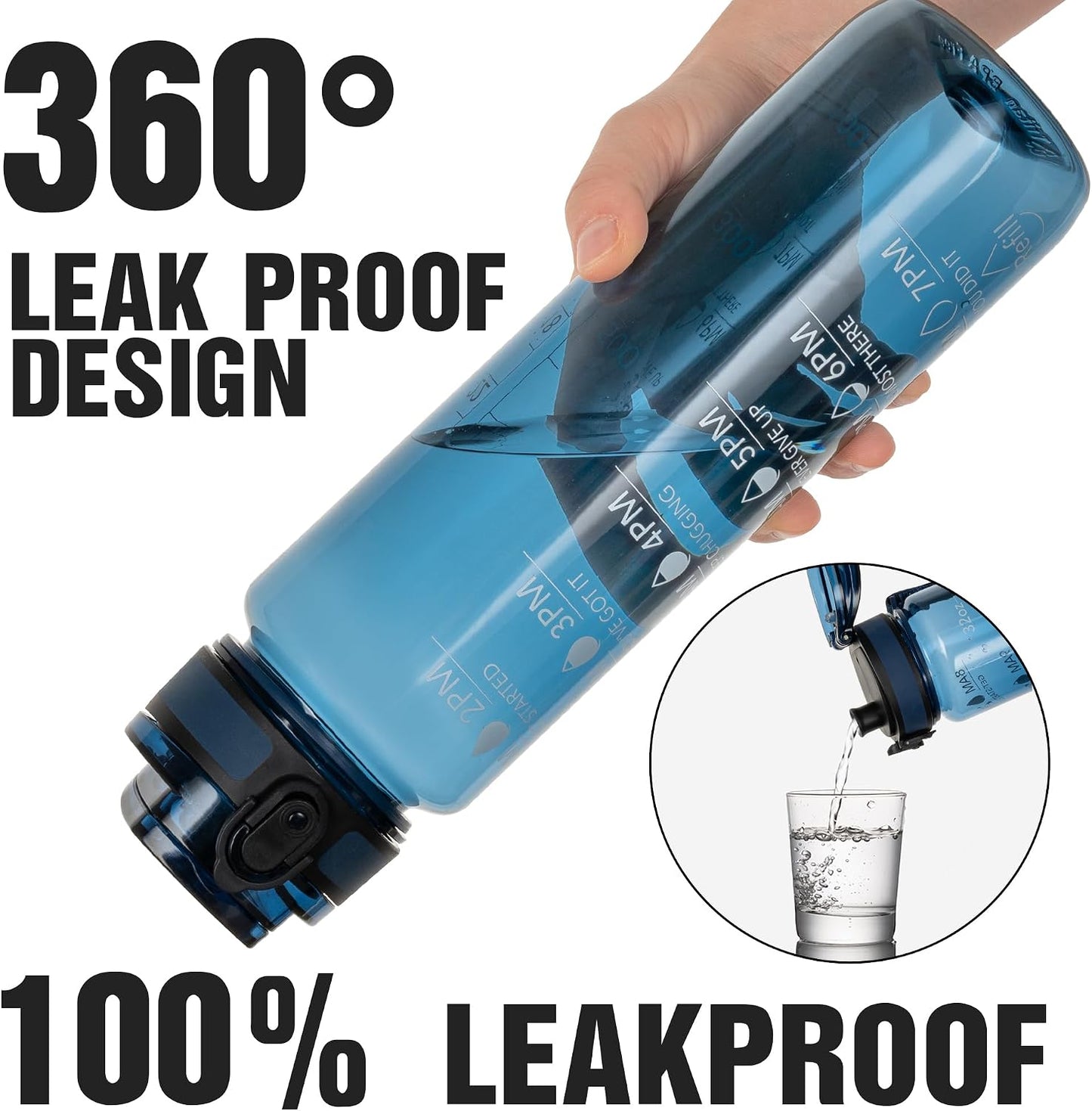Botella agua Tritan sin BPA 32oz azul medianoche