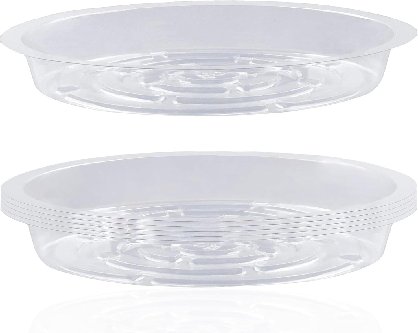 6 Platillos Plástico 10pulg para Macetas Transparentes Redondos
