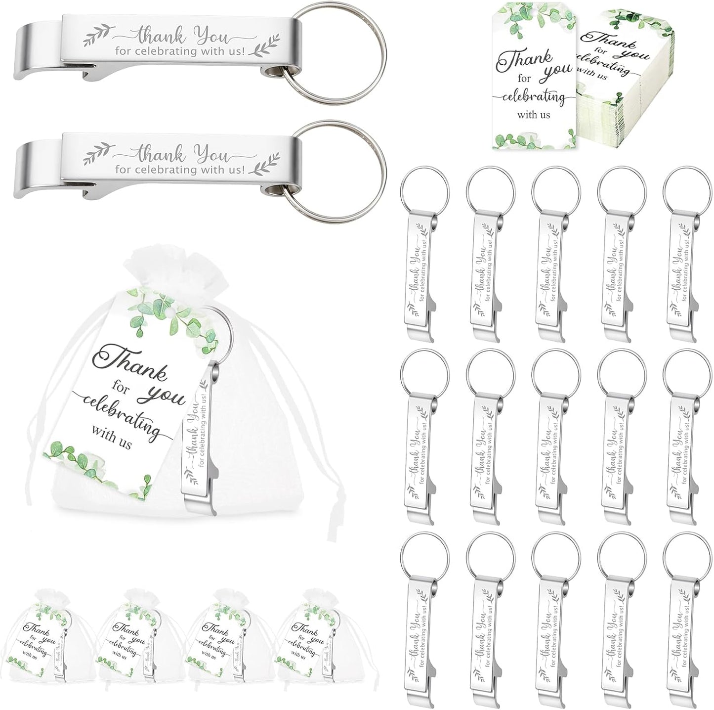 50 Llaveros Abrebotellas Tarjetas Organza Invitados Boda
