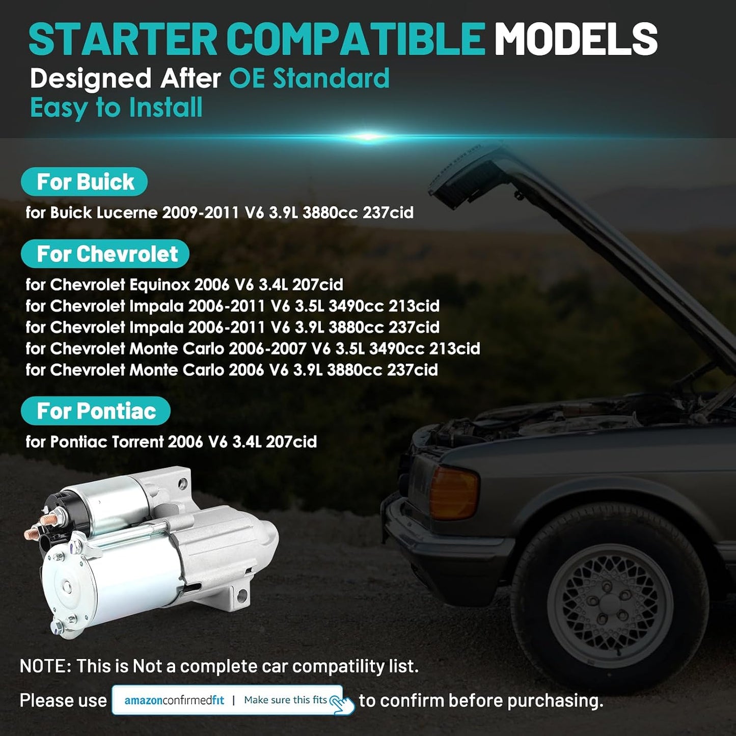 Motor arranque comp Chevrolet Impala 06-11 Equinox 06