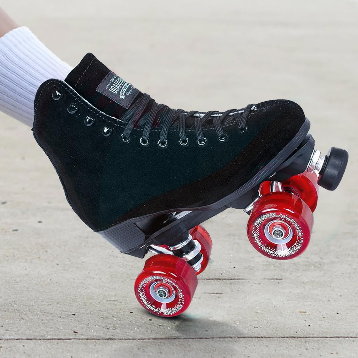 Patín unisex exterior gamuza ruedas rojas 2.42pulg