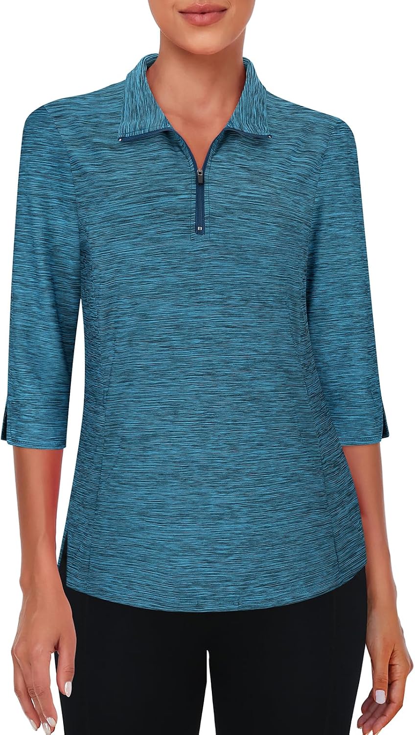 Camisa golf mujer manga 3/4 cierre cremallera bolsillos