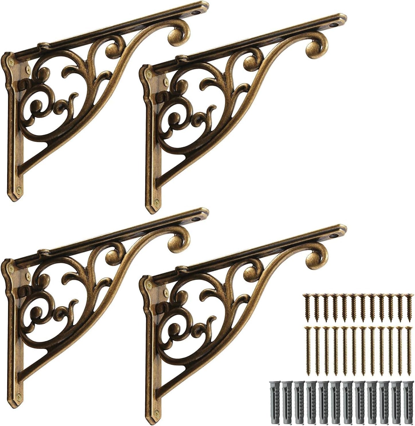Soporte estante 5" vintage acabado latón antiguo set 4