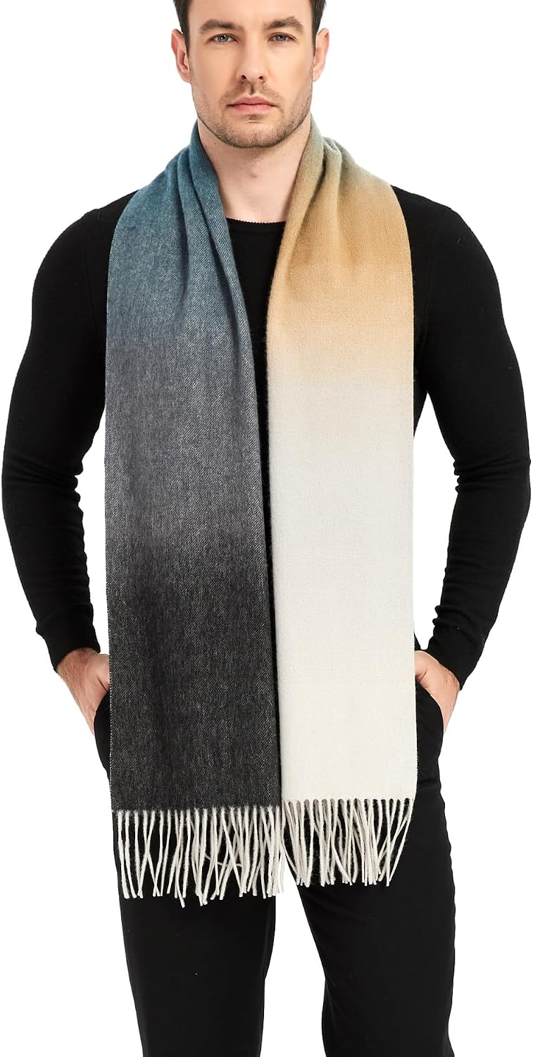 Bufanda lana hombre cálida larga invierno elegante