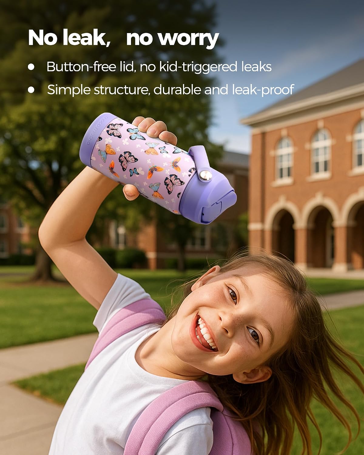 Botella agua aislada acero inox 14oz color rosa niña