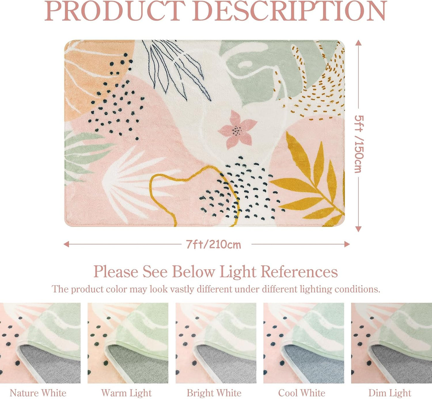 Alfombra rosa antiderrap sala dormitorio boho