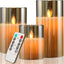 Velas LED sin llama 4-6pulg set 3 vidrio dorado con control remoto