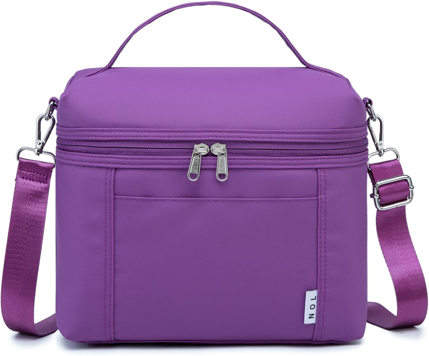 Bolsa almuerzo aislada nylon impermeable para mujer púrpura mediana