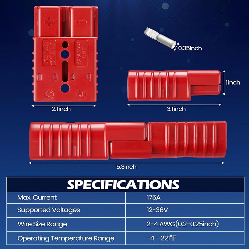 Set 4 Conectores Batería 12-36V Kit Desconexión