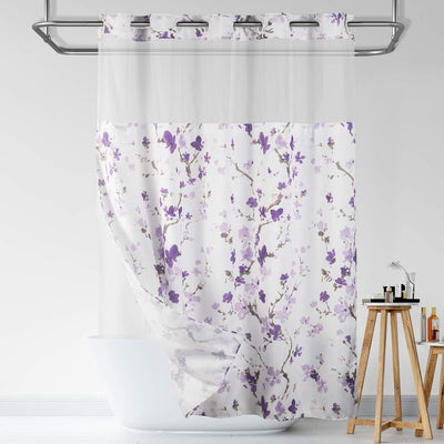 Cortina ducha SnapHook 71x74pulg flor morada