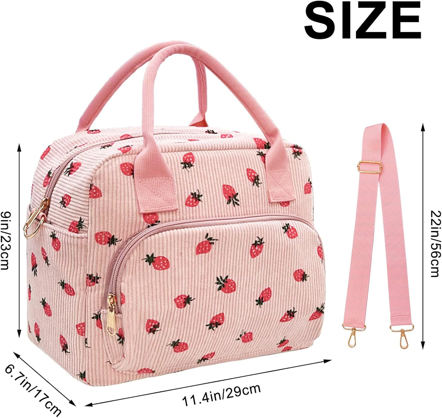Bolsa almuerzo aislada reutiliz. portátil rosa fresa