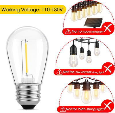 Bombillas LED S14 impermeables para cadenas de luces exteriores