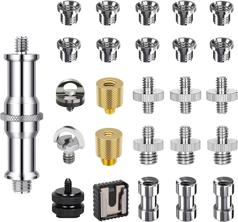 Set 26 pzas adaptadores 1/4 y 3/8 pulg para cámara DSLR