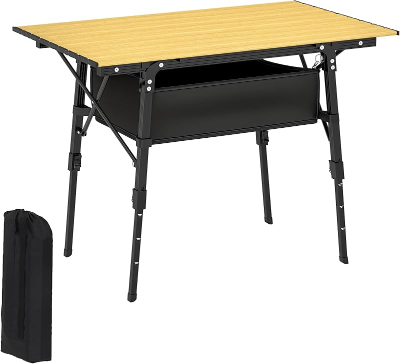 Mesa campamento plegable aluminio 3ft color marrón con bolsa