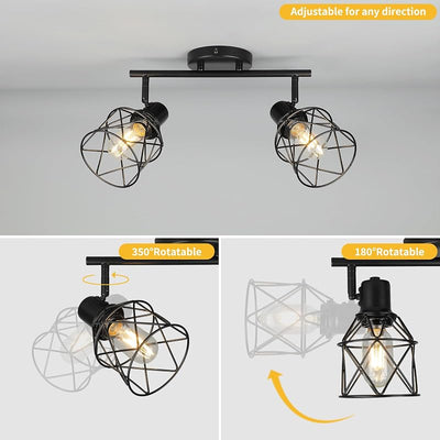 Luminaria riel cocina 2 luces E26 negra para techo