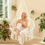 Silla colgante macramé cojín bohemia color blanco
